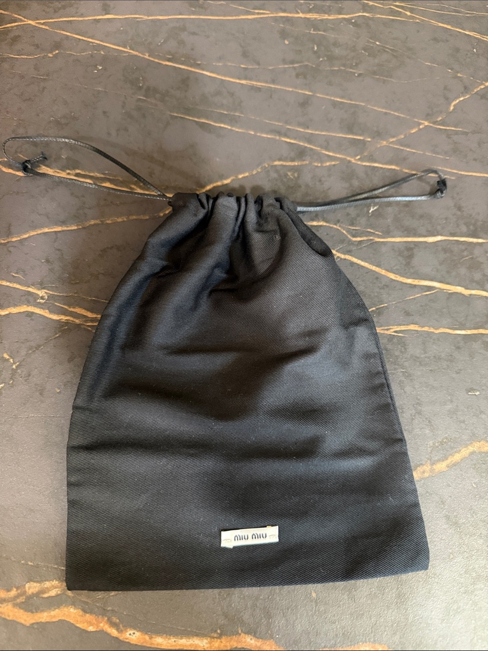 Miu Miu Black Drawstring Pouch makeup or dust bag